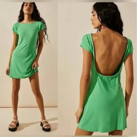 Free People Dresses & Skirts - Free People Beach Rosalia Dress Open Back Bright Green, Large (W4)